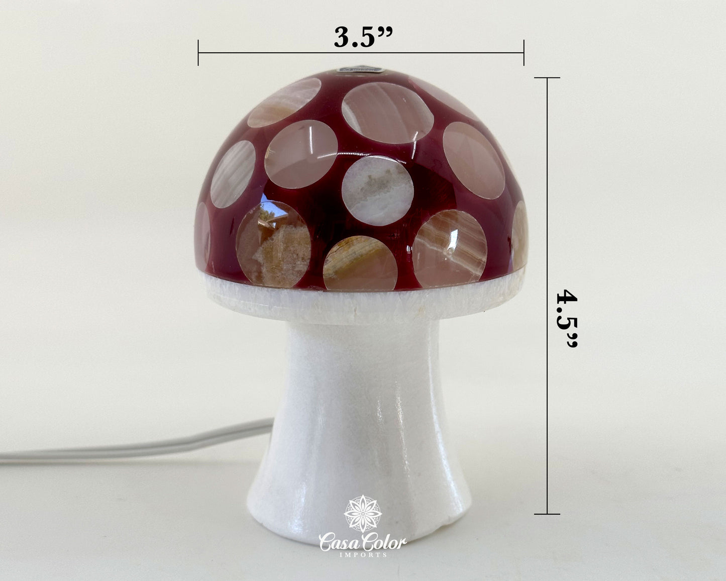 Beautiful Handmade Purple Onyx Mushroom Night Lamp - Size: Large, 6" Height