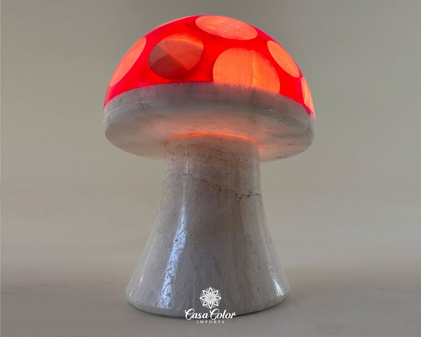 Beautiful Handmade Red Onyx Mushroom Night Lamp - Size: Small, 4.5" Height