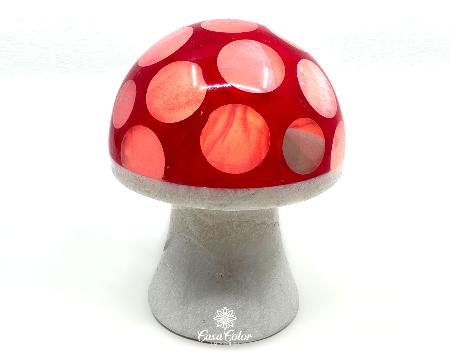 Beautiful Handmade Red Onyx Mushroom Night Lamp - Size: Small, 4.5" Height