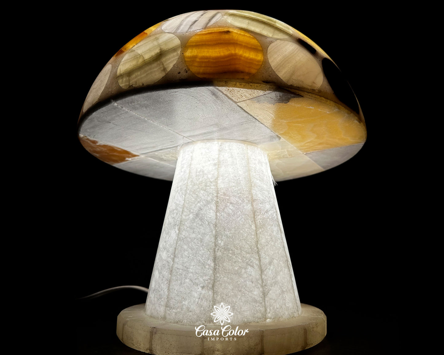 Unique Handmade Onyx Mushroom Floor Lamp - Size: Extra Large