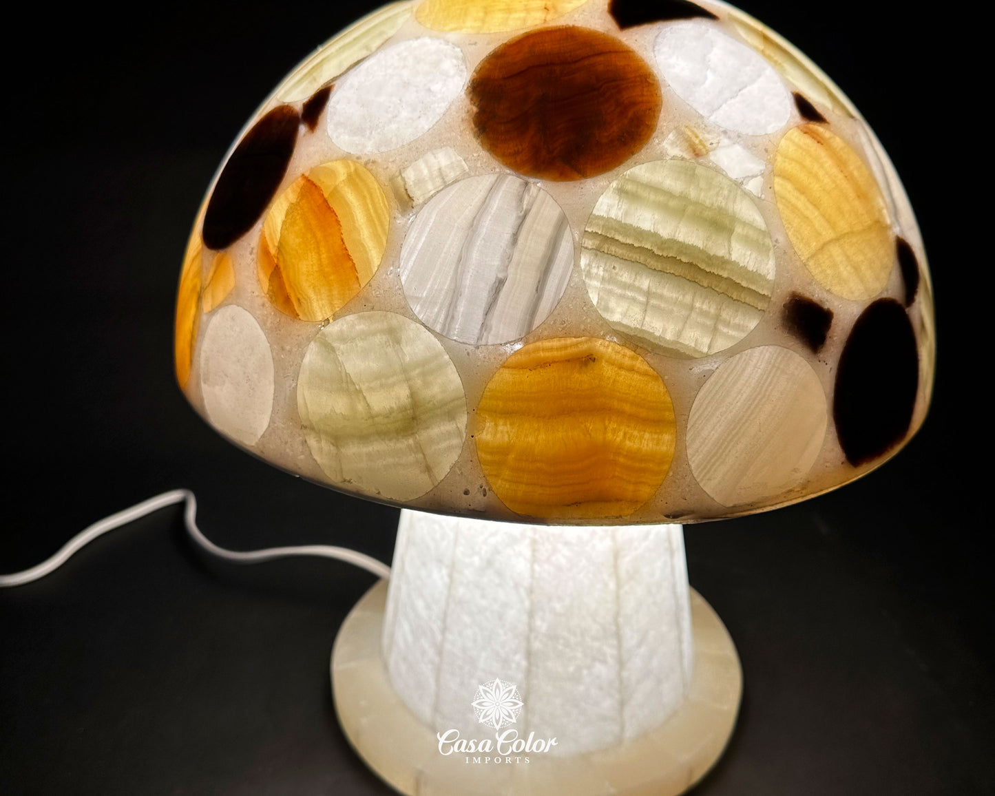 Unique Handmade Onyx Mushroom Floor Lamp - Size: Extra Large