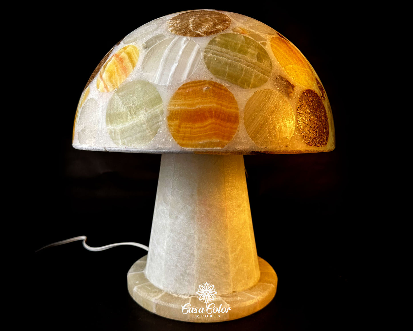 Unique Handmade Onyx Mushroom Floor Lamp - Size: Extra Large