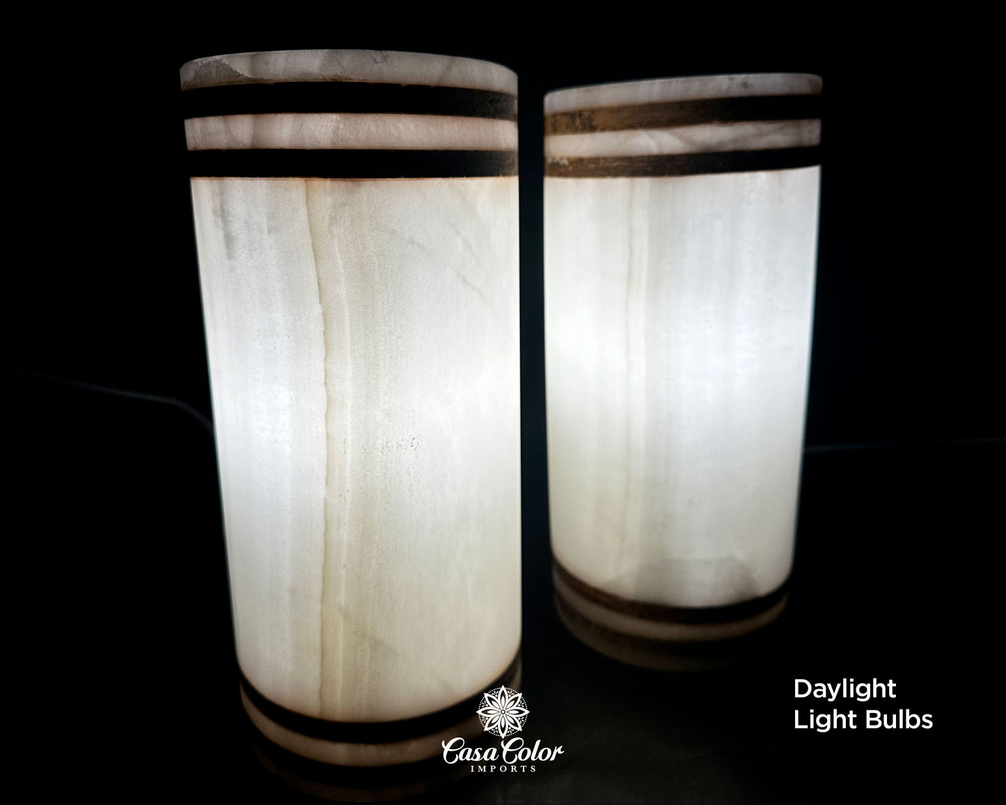 Set of 2 beautiful Crystal White Onyx Lamps. 12" Height