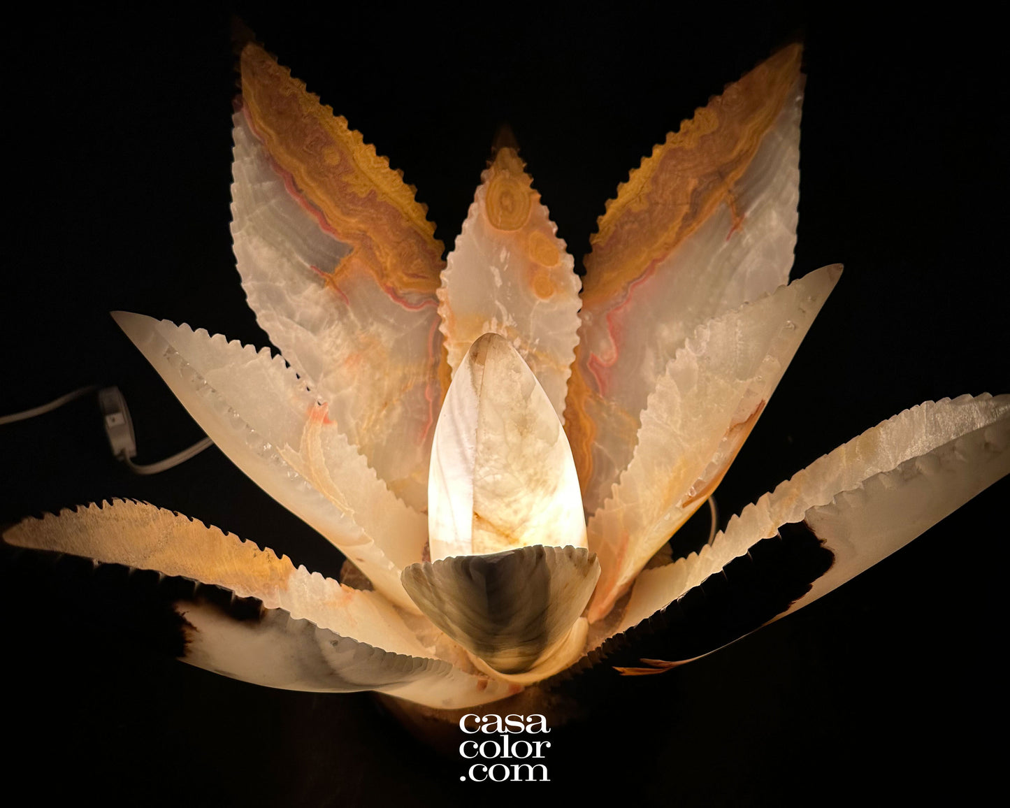 Stunning Cactus Onyx Handmade Lamp. 14" Height