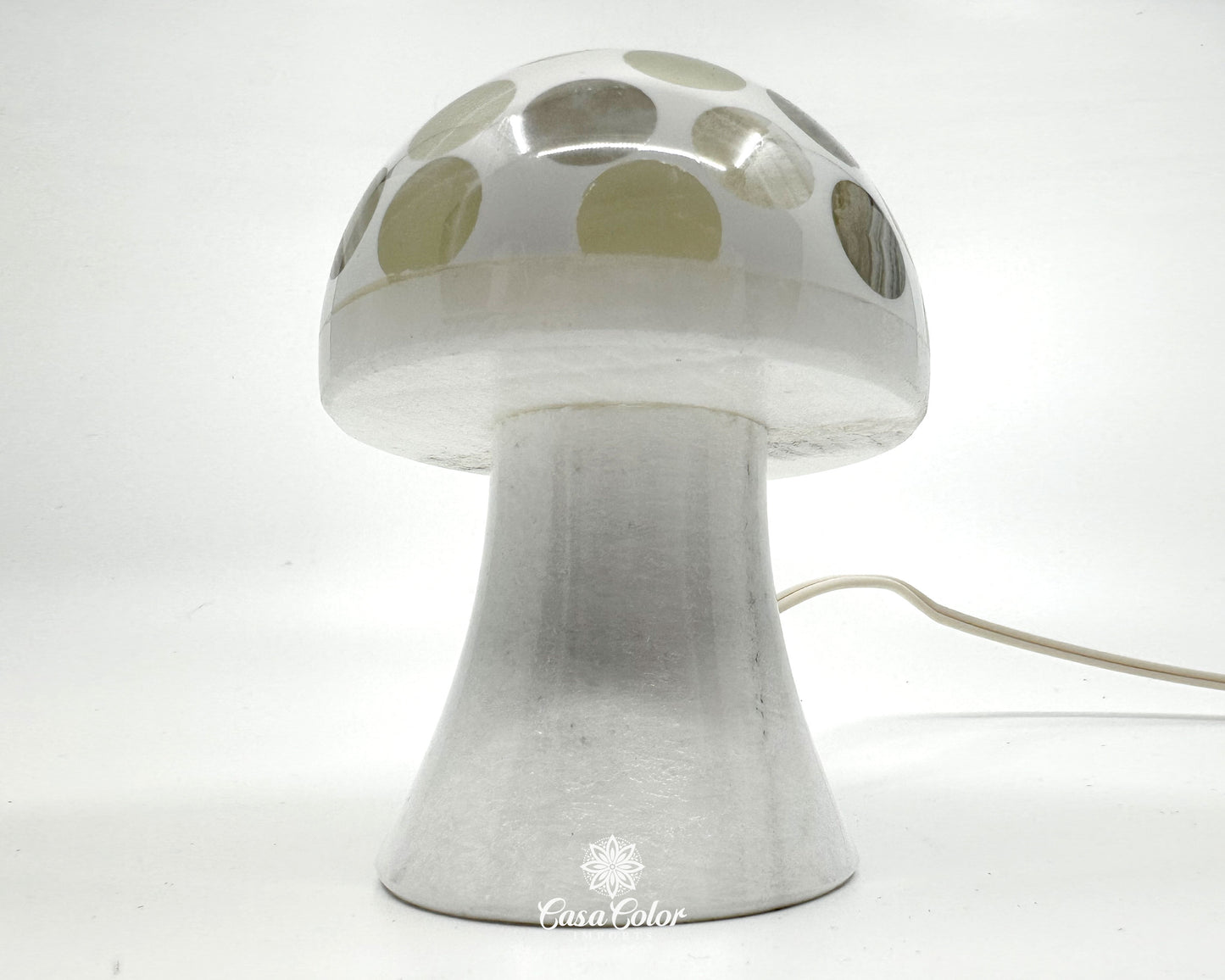 Beautiful Handmade White Onyx Mushroom Night Lamp - Size: Small, 4.5" Height