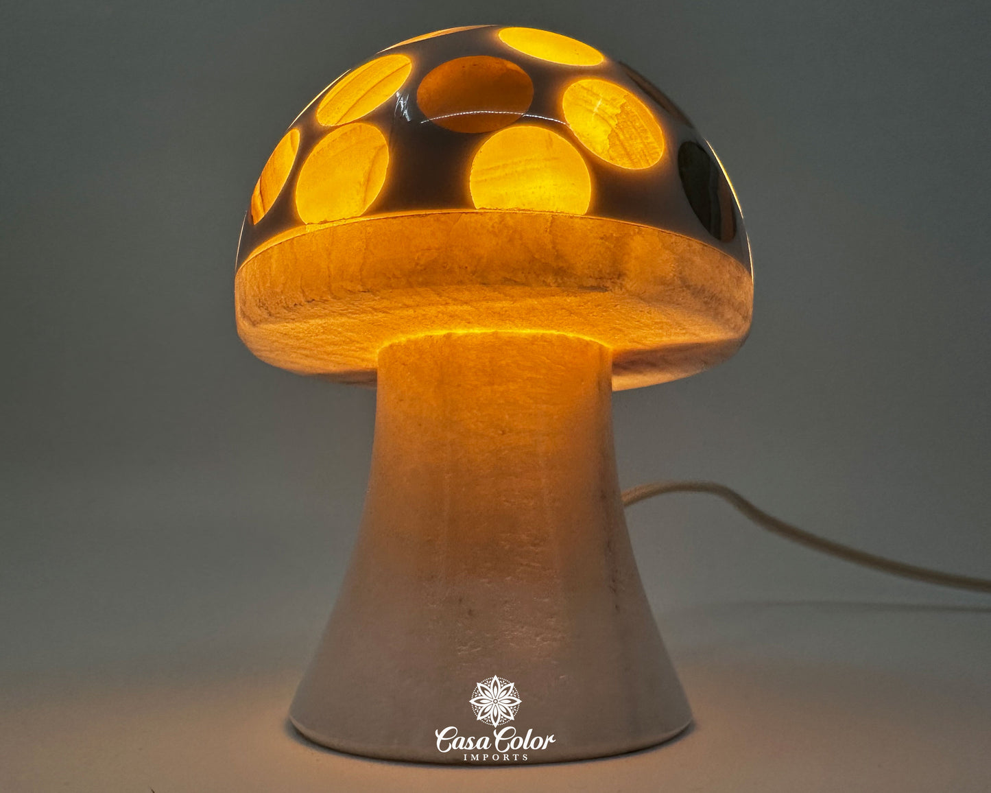 Beautiful Handmade White Onyx Mushroom Night Lamp - Size: Small, 4.5" Height