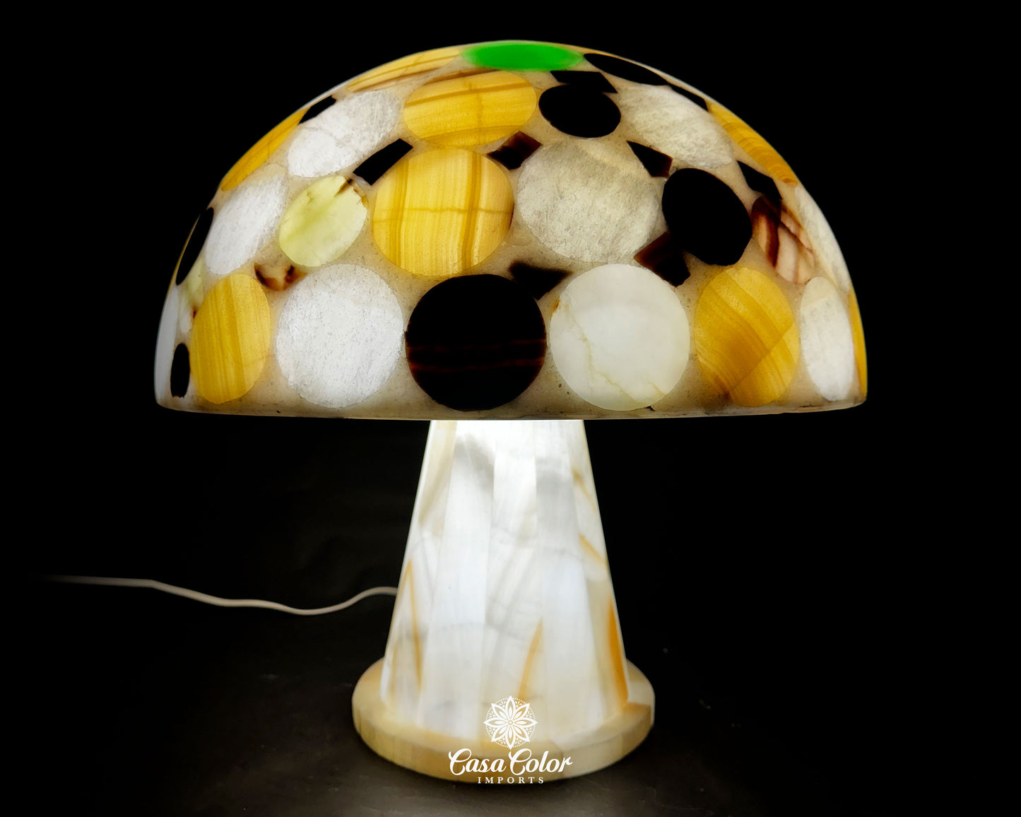 Jumbo Handmade Onyx Mushroom Lamp. 20" Width x 19" Height