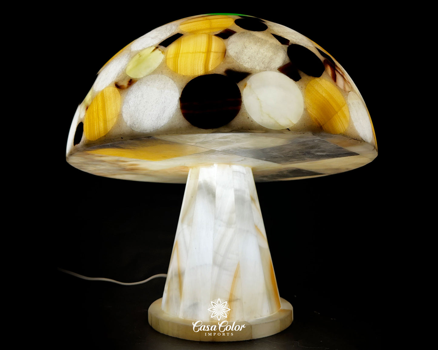 Jumbo Handmade Onyx Mushroom Lamp. 20" Width x 19" Height