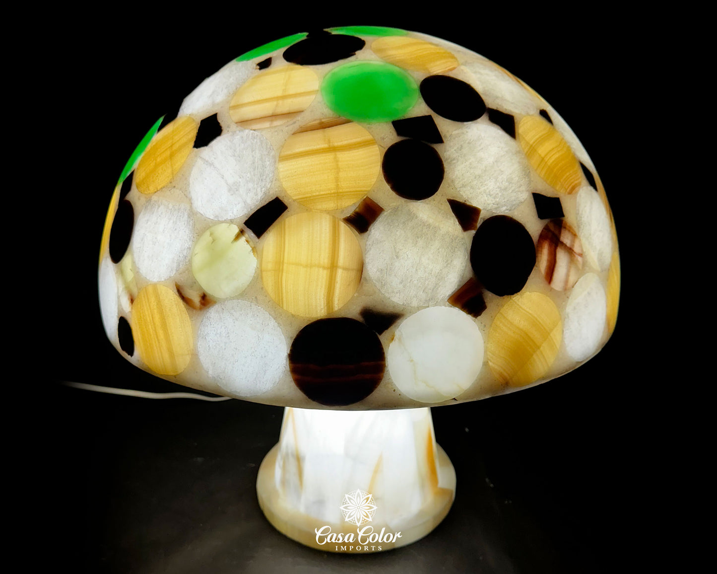 Jumbo Handmade Onyx Mushroom Lamp. 20" Width x 19" Height