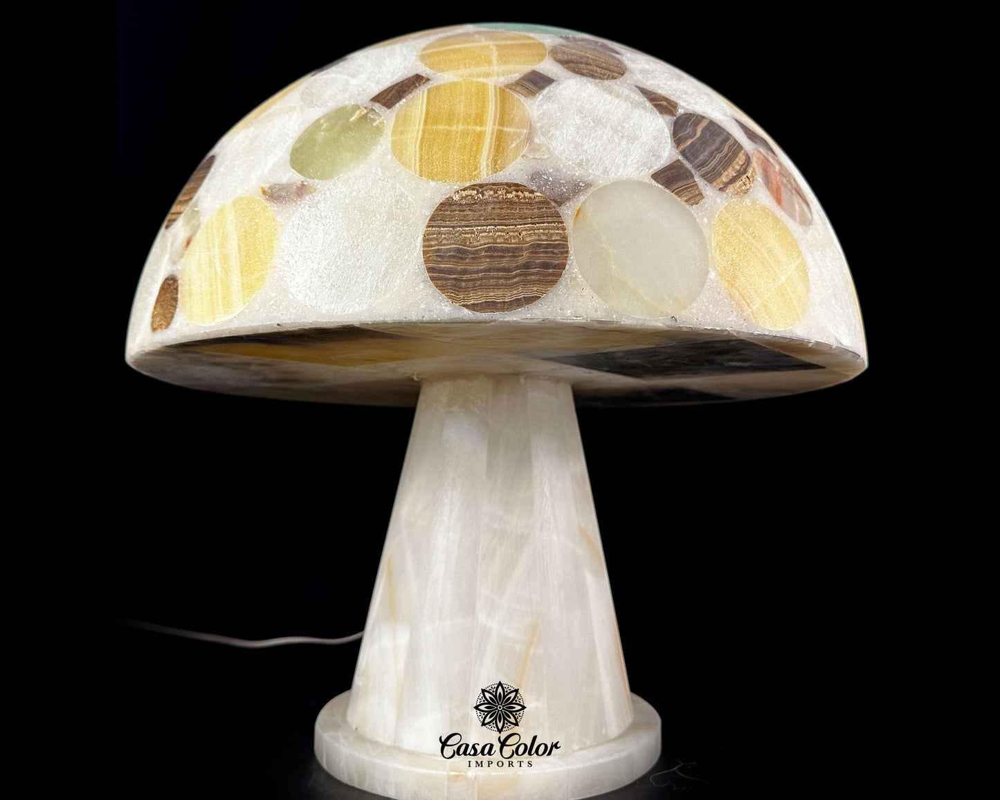 Jumbo Handmade Onyx Mushroom Lamp. 20" Width x 19" Height