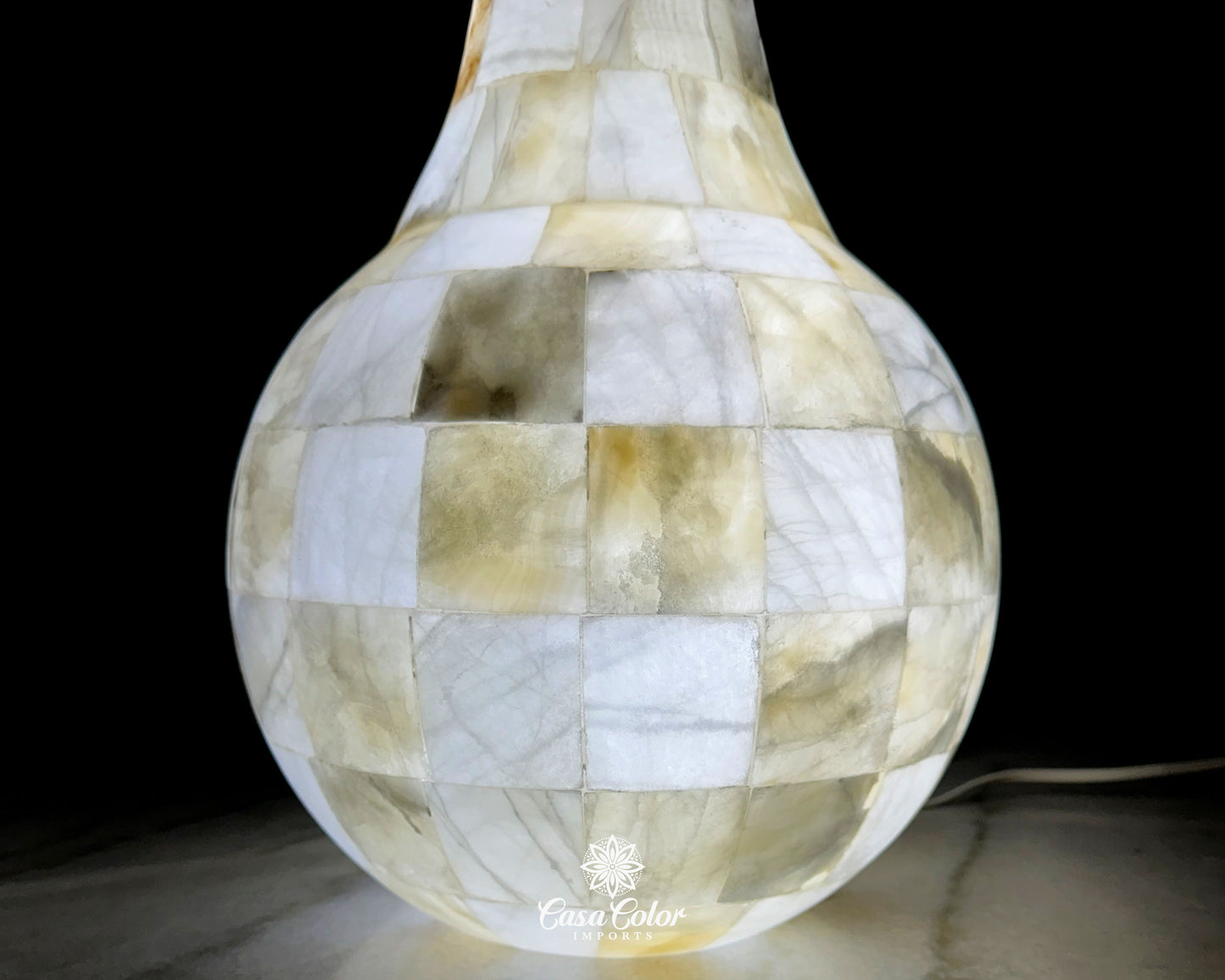 Large Stunning 21.5 inches Height White Onyx Backlit Decoration Floor Vase Lamp Perfect for high end Home Decor. One Vase or Set of Two