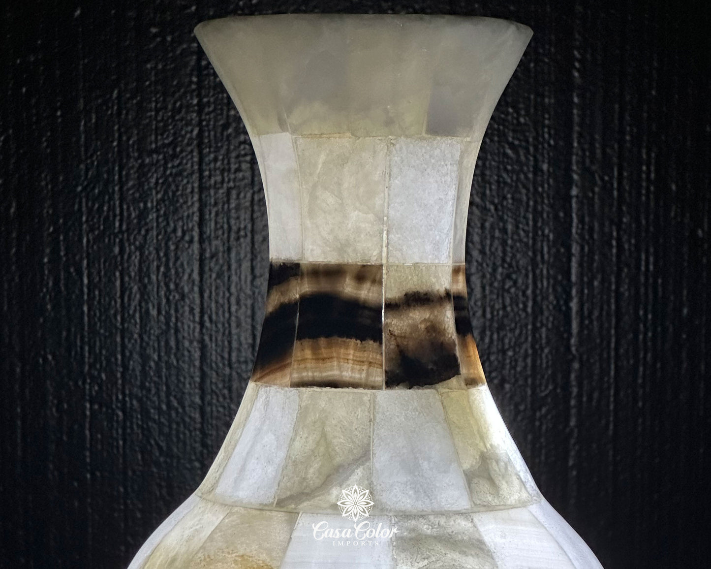 Small Stunning 13" Height White Onyx Backlit Decoration Floor Vase Lamp Perfect for high end Home Decor