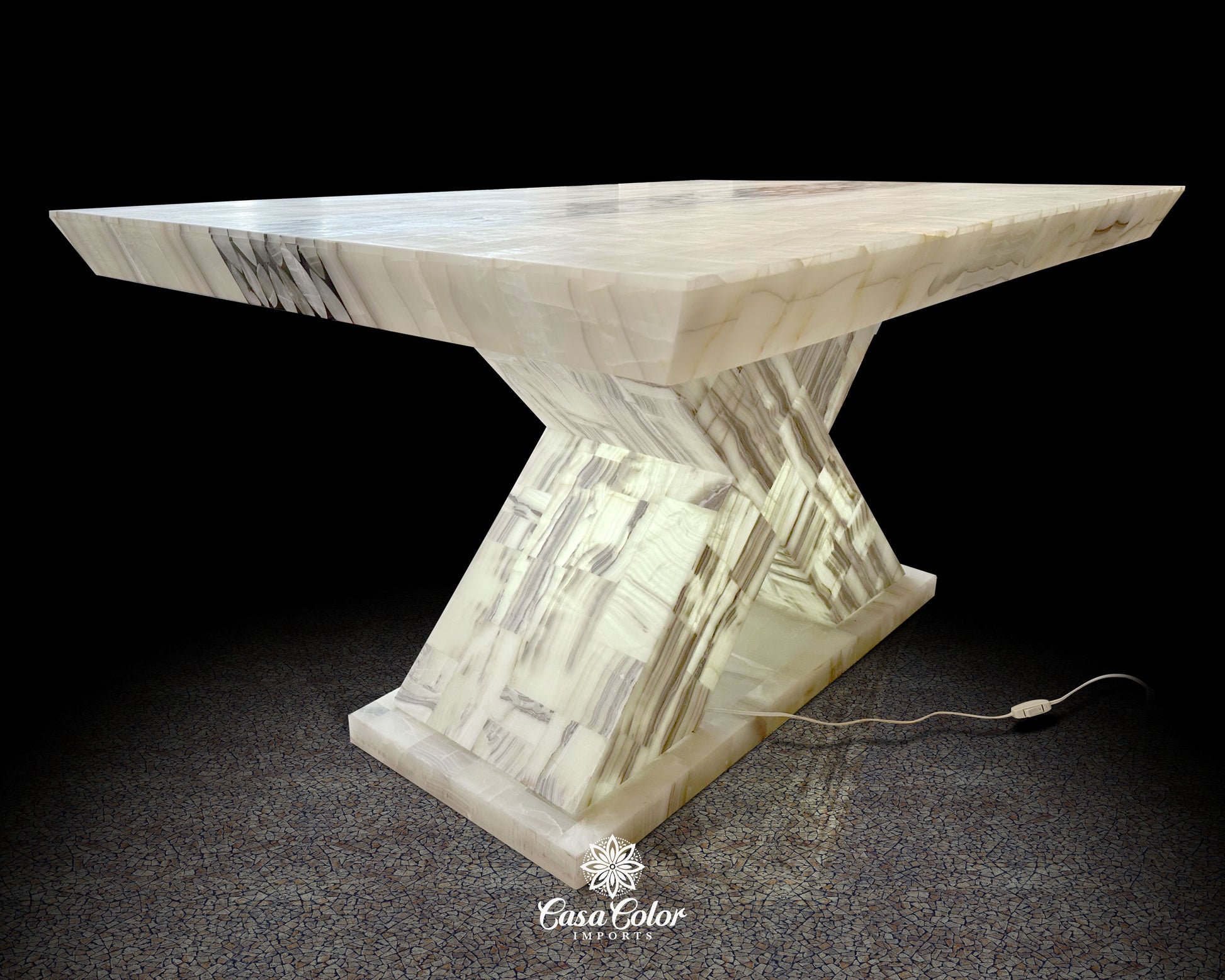 White Onyx dinner table for 8 people. 