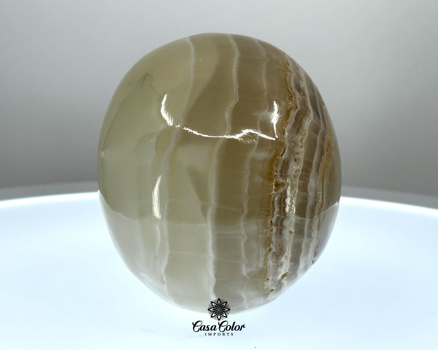 Beige and White Calcite Onyx Hand Carved Realistic Skull - 4.75"