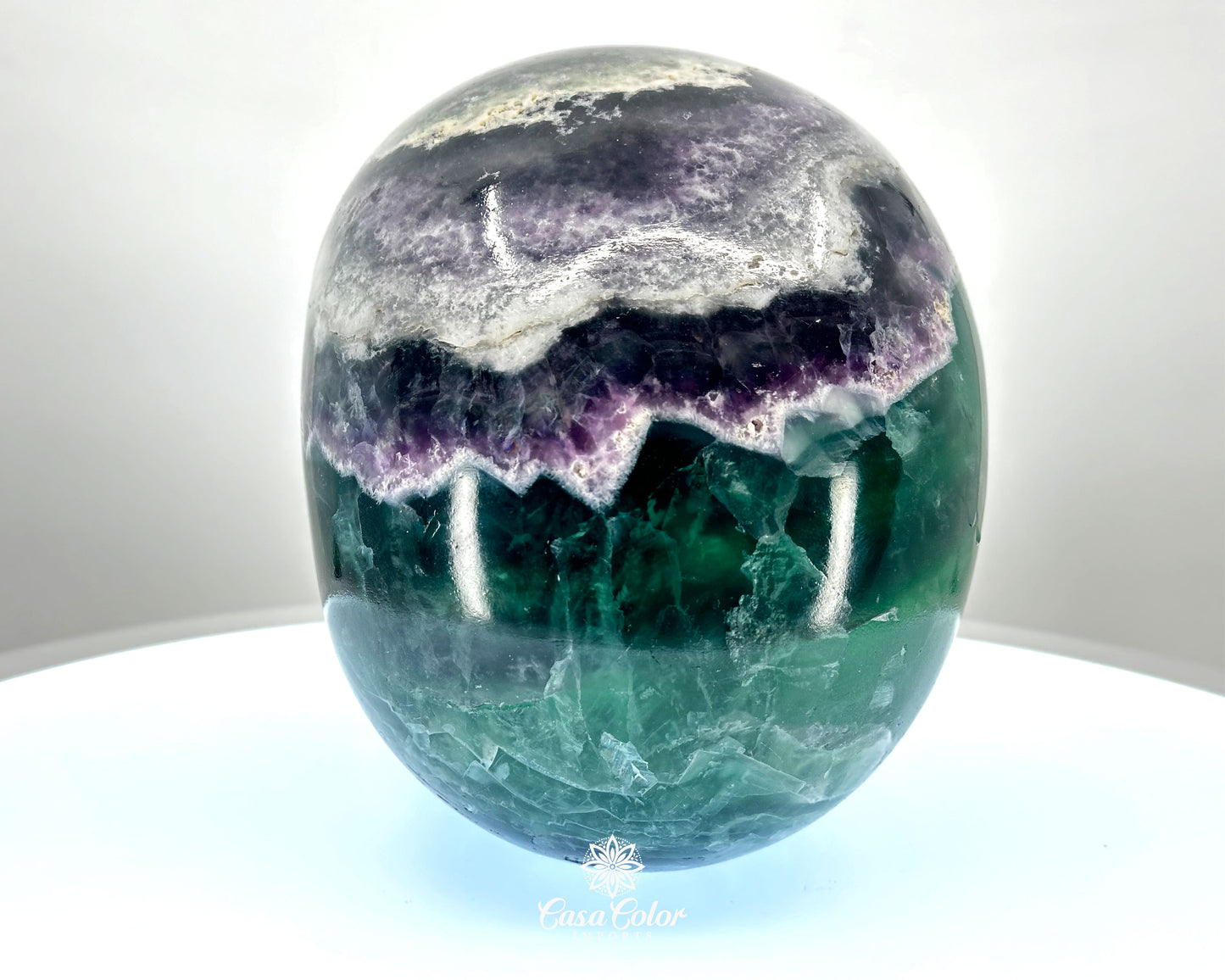 8.5" Real Fluorite Hand Carved Crystal Skull, Super Realistic, Crystal Healing