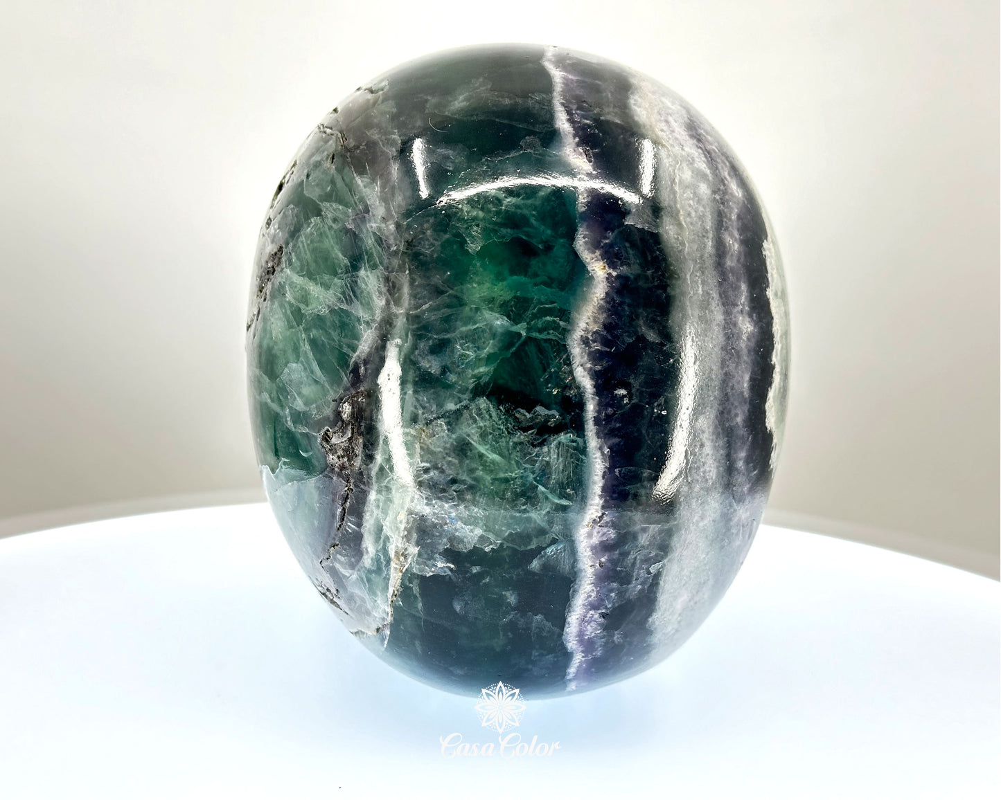 8" Real Fluorite Hand Carved Crystal Skull, Super Realistic, Crystal Healing