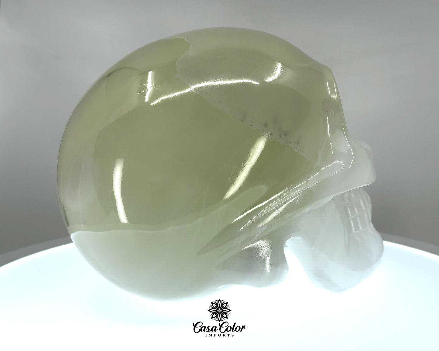 Large 9" White Onyx Hand Carved and Polished Crystal Skull.