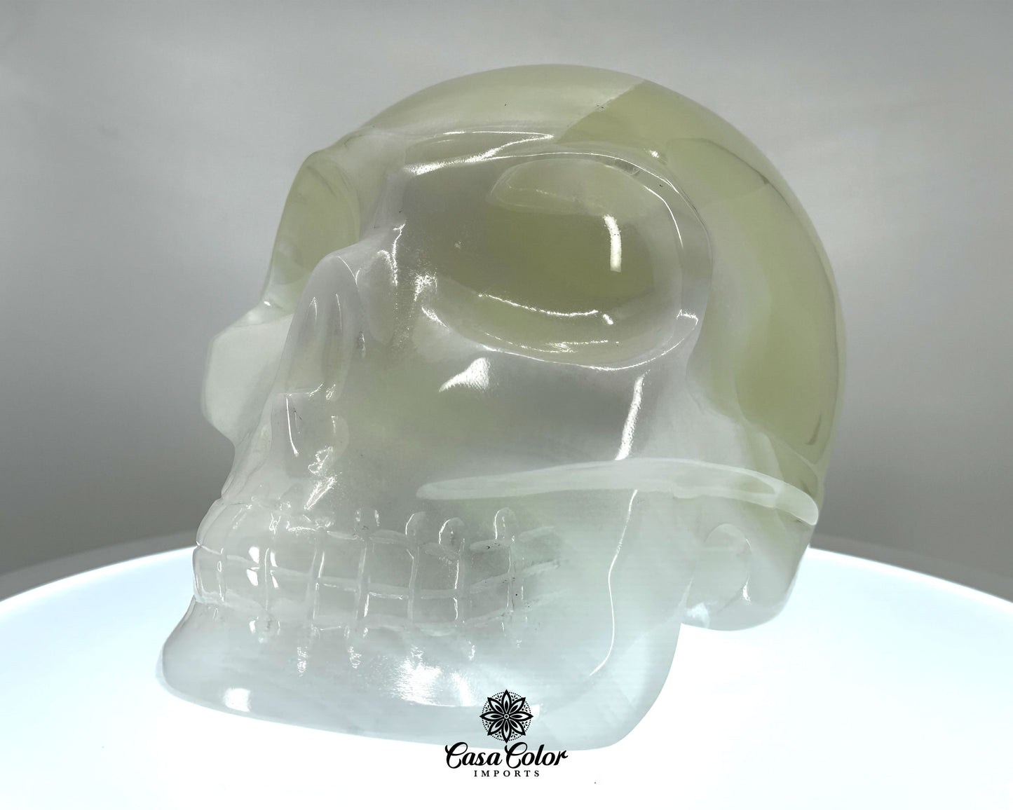 Large 9" White Onyx Hand Carved and Polished Crystal Skull.