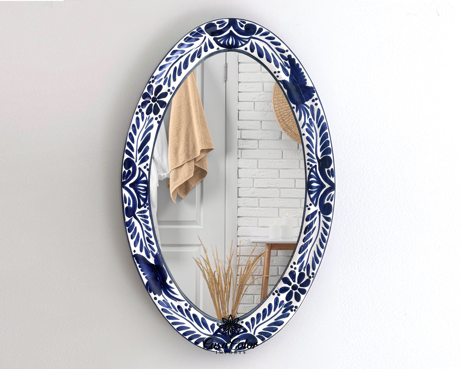 Talavera blue mirror.