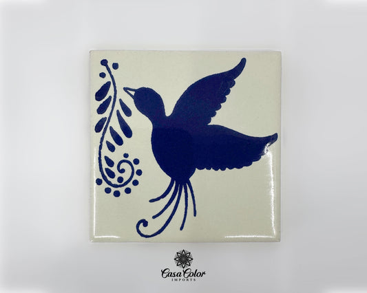 25 Blue Bird Decorative Mexican Talavera Tile. Colonial Style 4X4