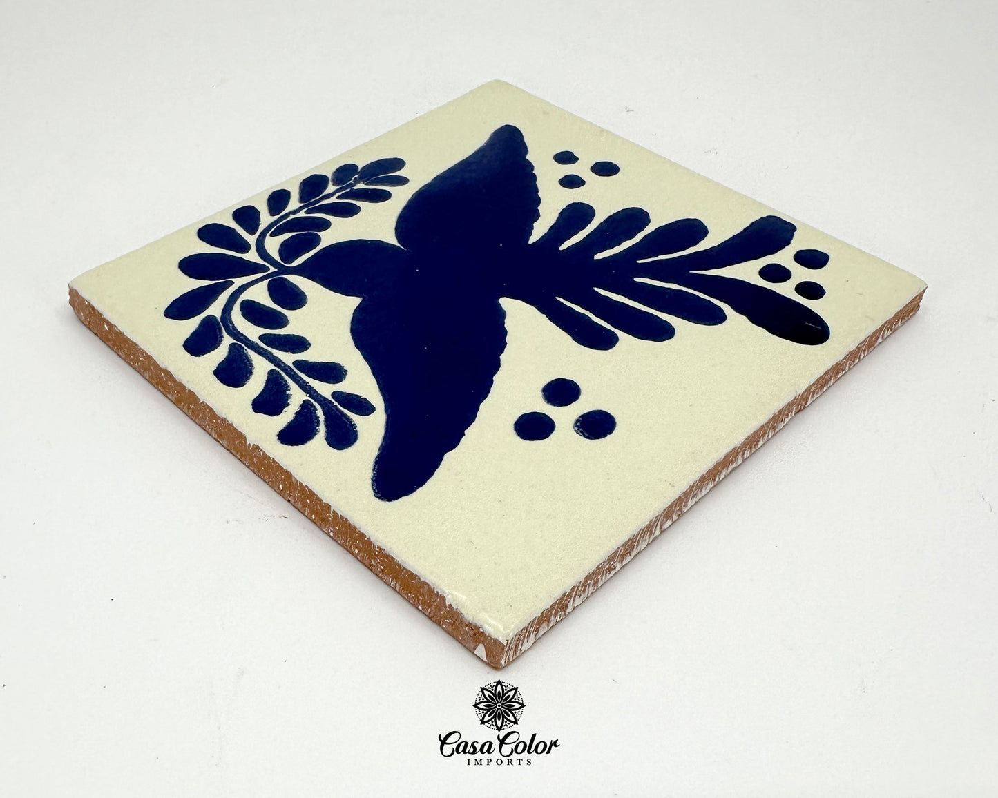 25 Blue/White Decorative Mexican Talavera Tile. Flying Bird Colonial Style 4x4