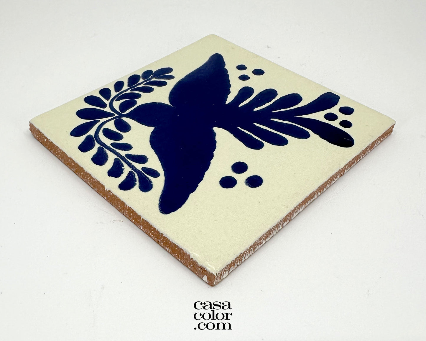 25 Blue/White Decorative Mexican Talavera Tile. Flying Bird Colonial Style 4x4