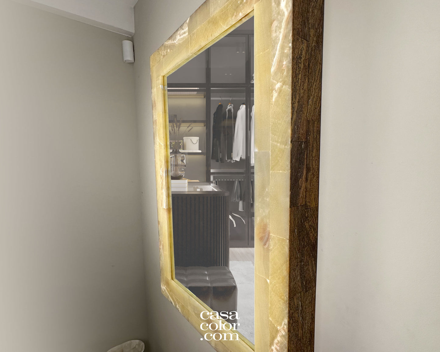 Onyx Beige Handmade Wall Mirror. 39.25" height