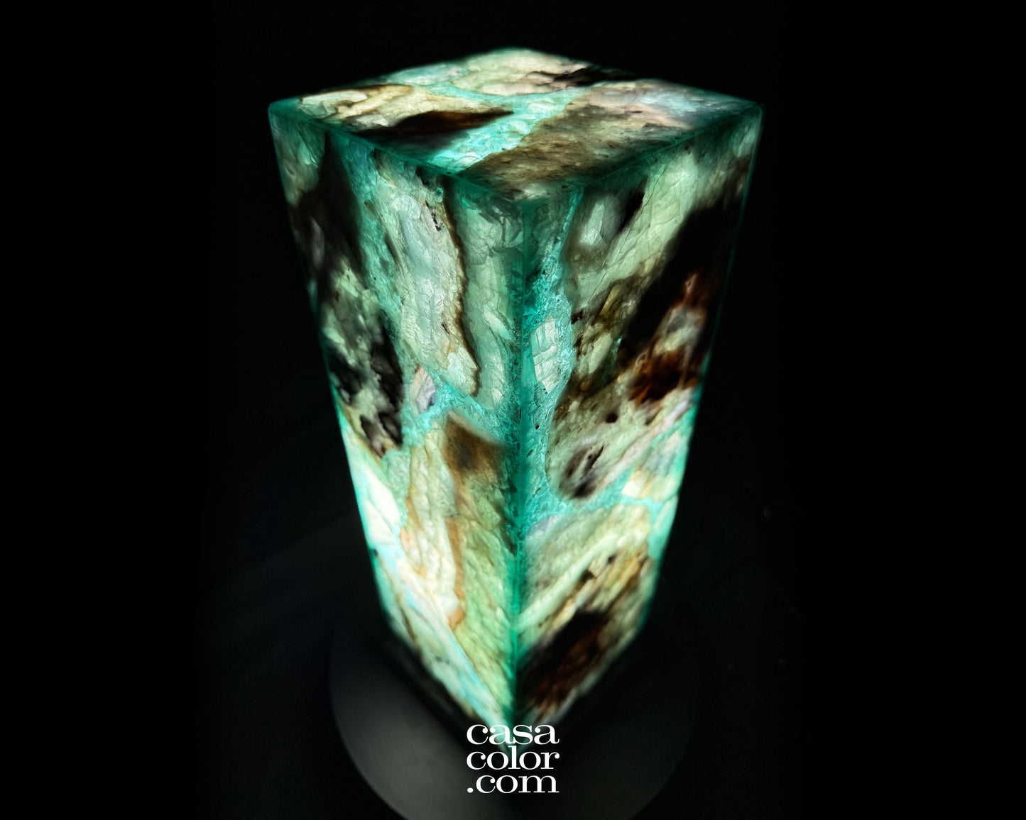 16.5" Fluorite Crystal Lamp with Black Marble Base