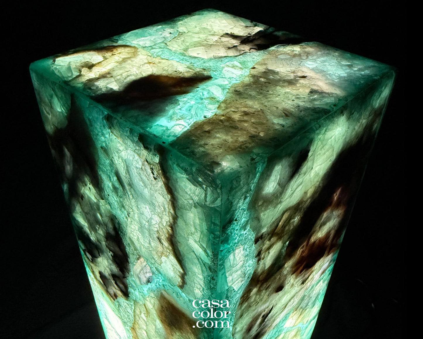 16.5" Fluorite Crystal Lamp with Black Marble Base