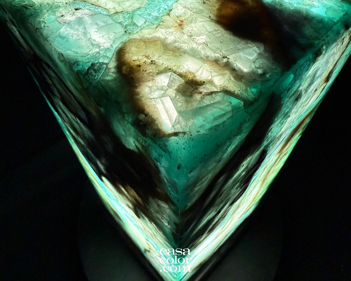 16.5" Fluorite Crystal Lamp with Black Marble Base