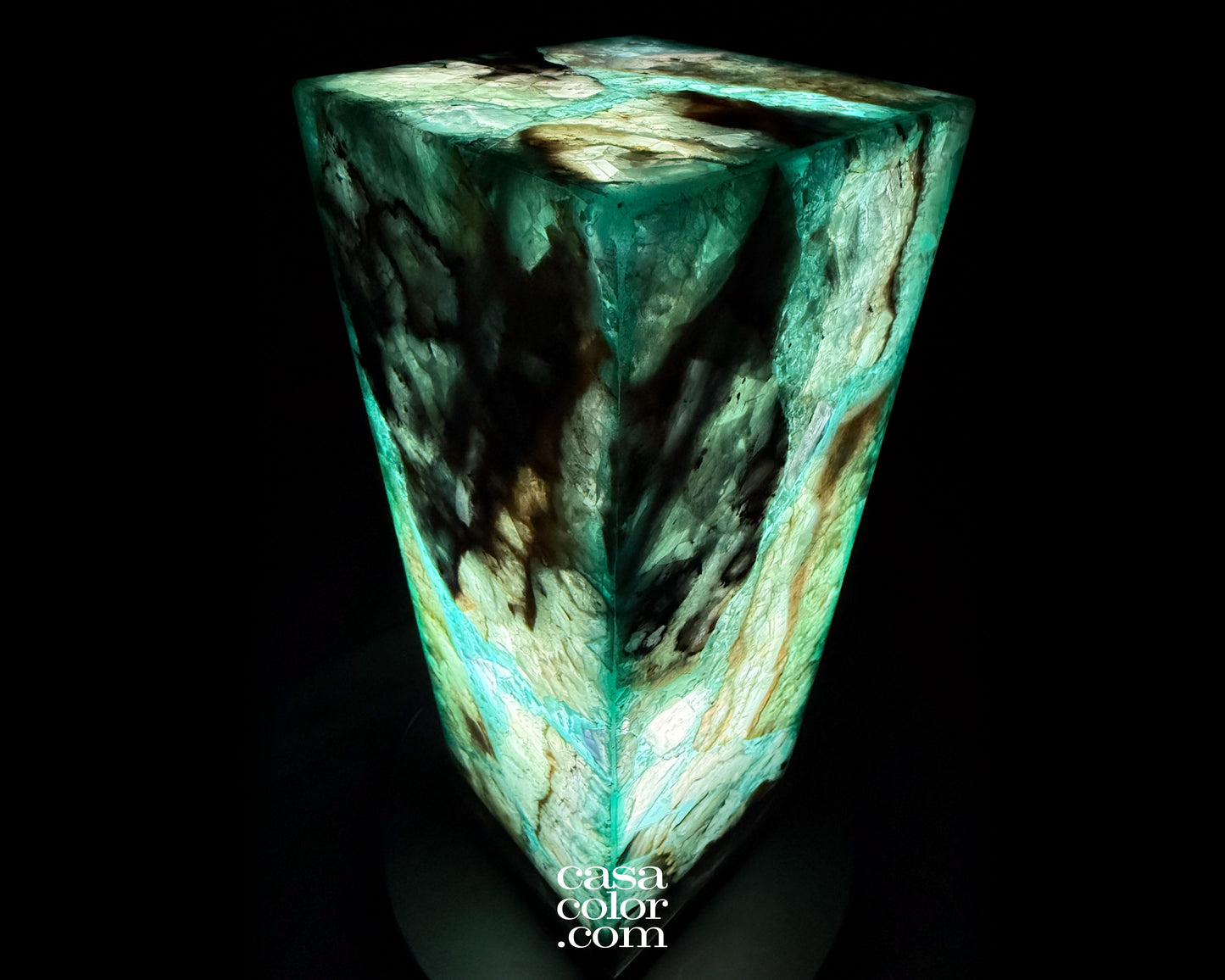 16.5" Fluorite Crystal Lamp with Black Marble Base