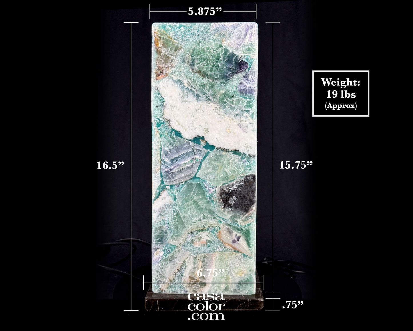 16.5" Fluorite Crystal Lamp with an elegant Black Marble Base