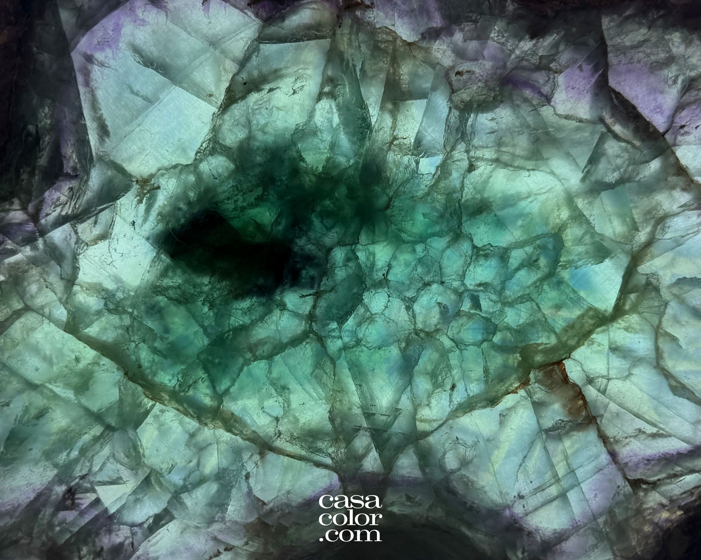Hand Carved Green and Purple Translucent Fluorite Crystal Bowl