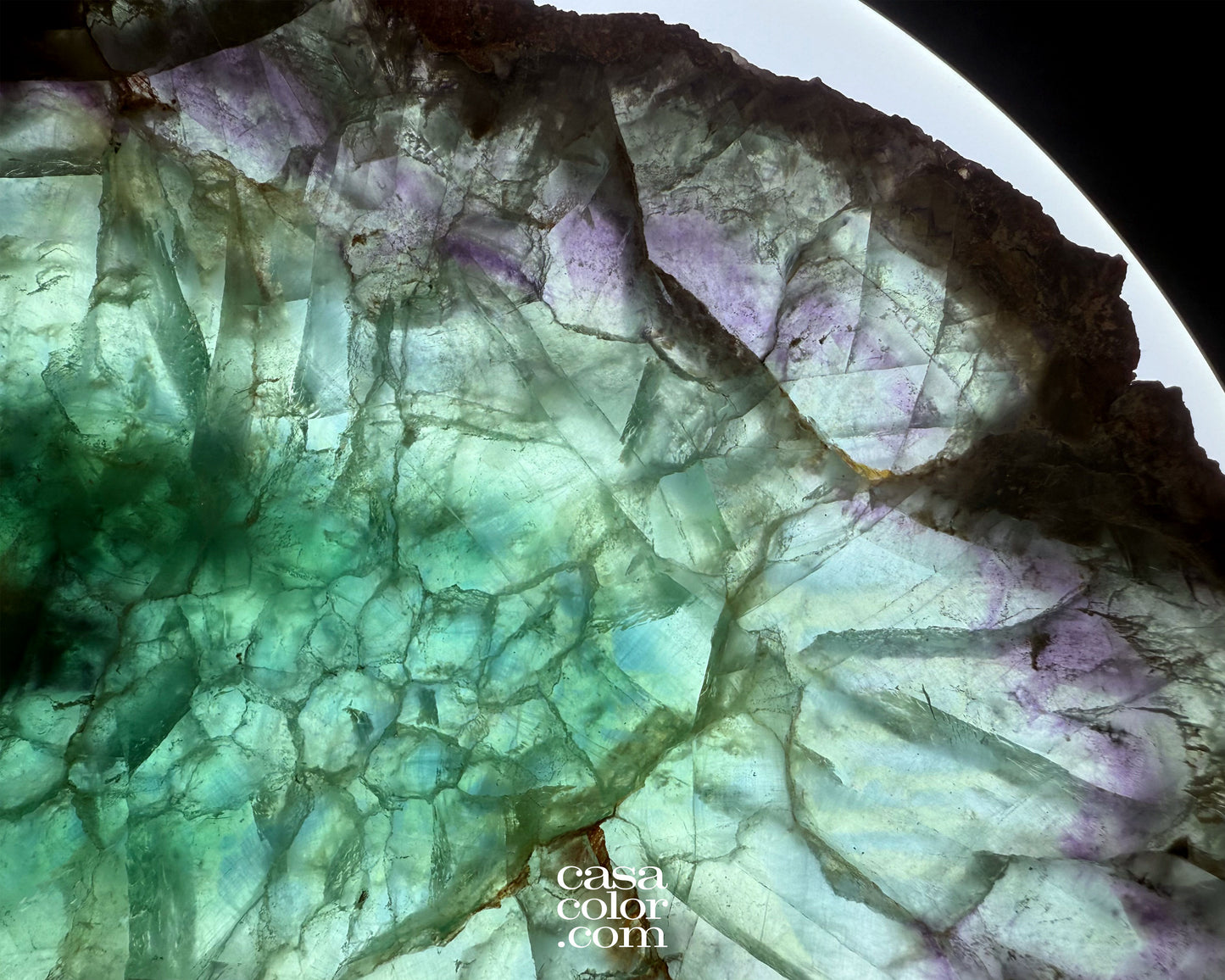 Hand Carved Green and Purple Translucent Fluorite Crystal Bowl