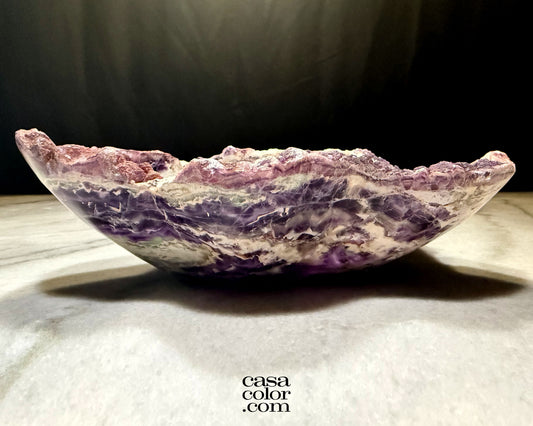 Stunning Purple Hand Carved Translucent Fluorite Crystal Bowl