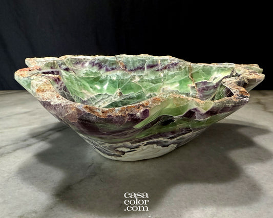 Large Purple/Green Crystal Fluorite Bowl