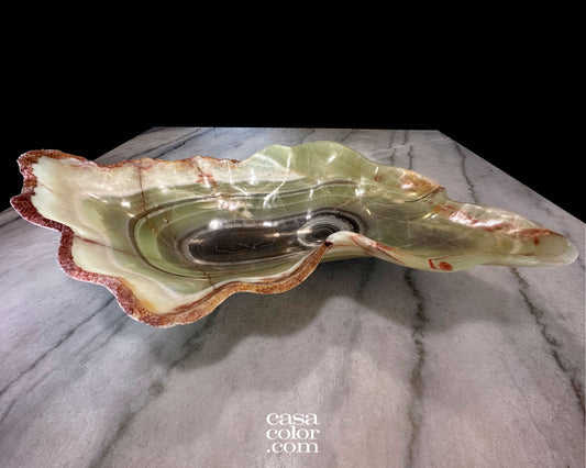 Extra Large Green Onyx Centerpiece Bowl, Multicolor Black Eye with Banded Aqua colors. Hand-Carved, Dining Room essential. Luxury Home Décor. Decorative Table Centerpiece, Coffee Table Decor, Marble Bowl, Centerpiece ideas.