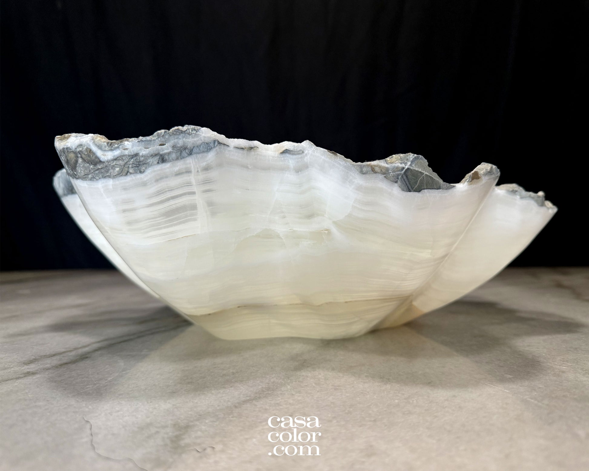 Translucent White Nacar Onyx Crystal Centerpiece Bowl 15"