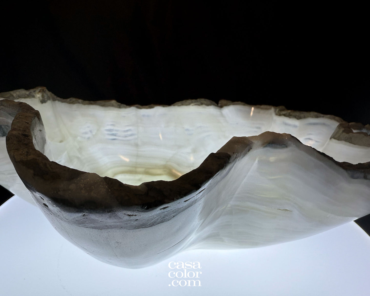 Translucent White Nacar Onyx Crystal Centerpiece Bowl 15"