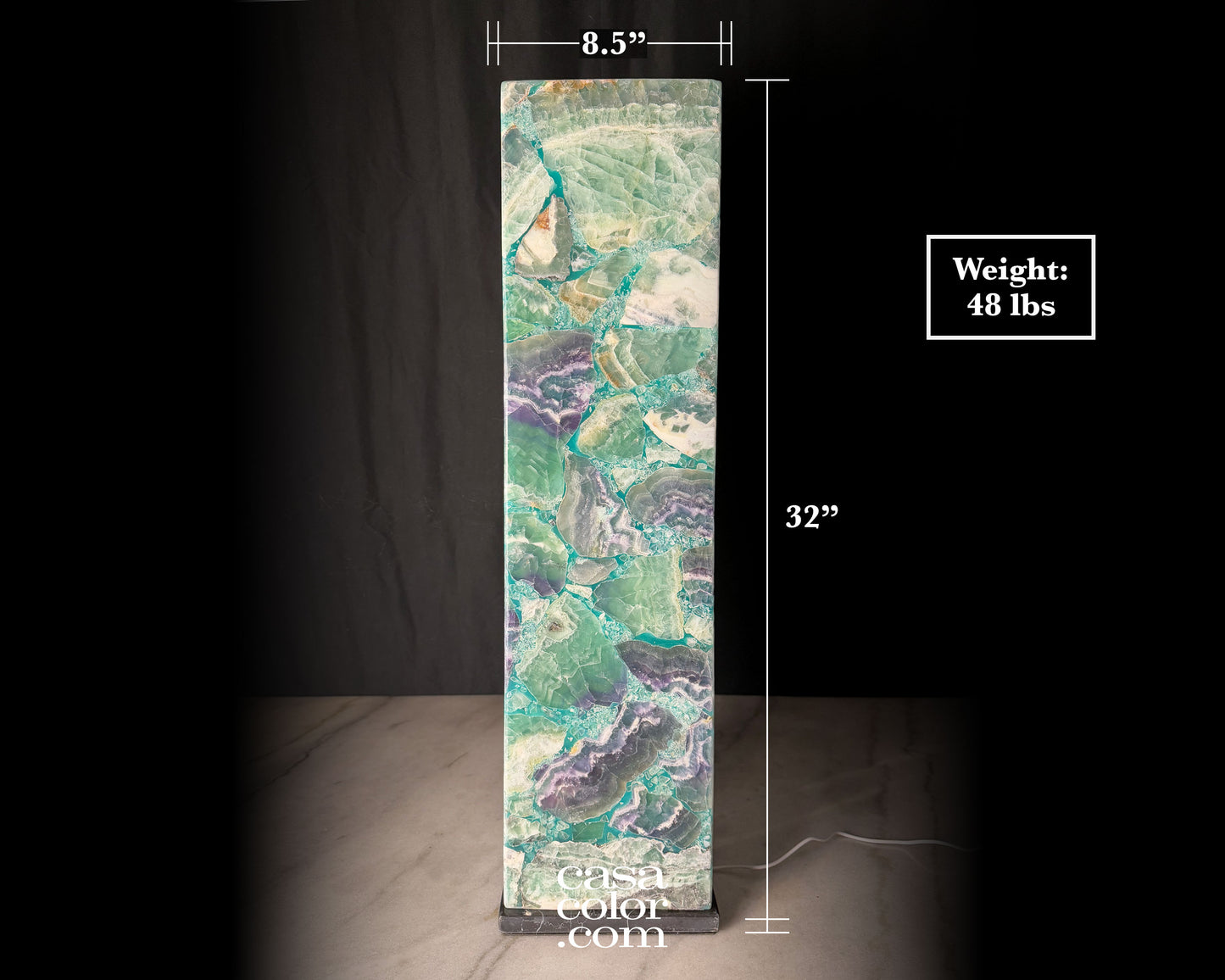 Fluorite Crystal Tower with Marble Base 32"