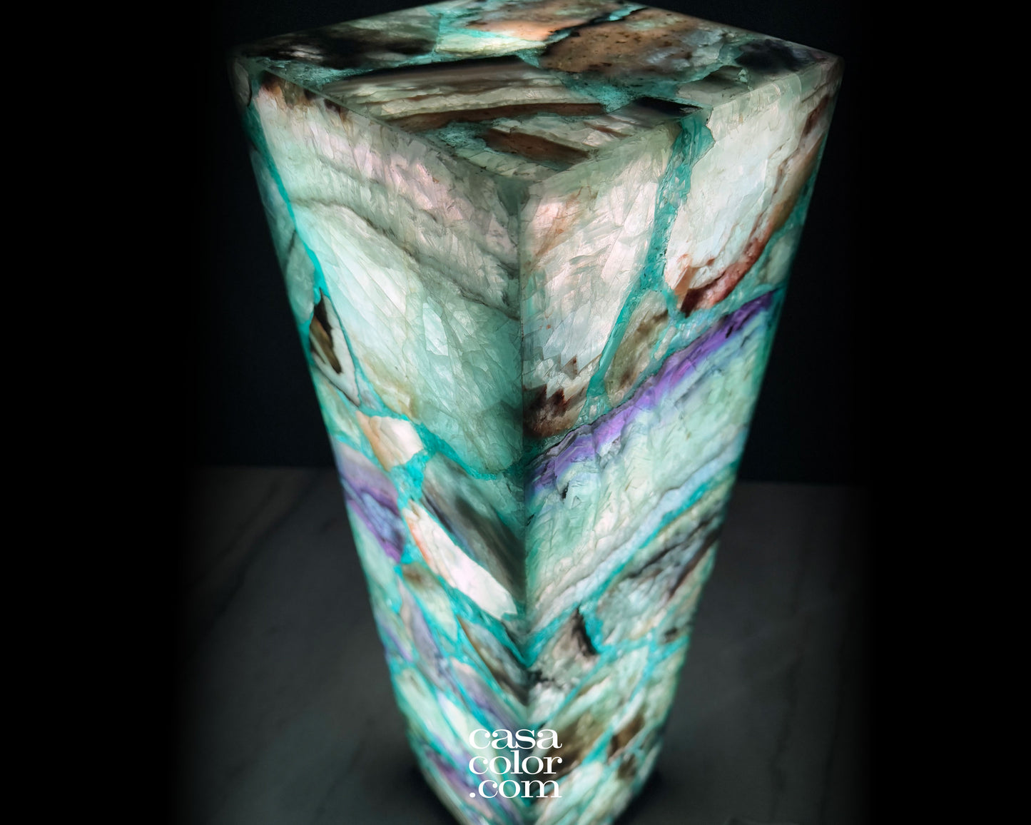 Fluorite Crystal Tower with Marble Base 32"