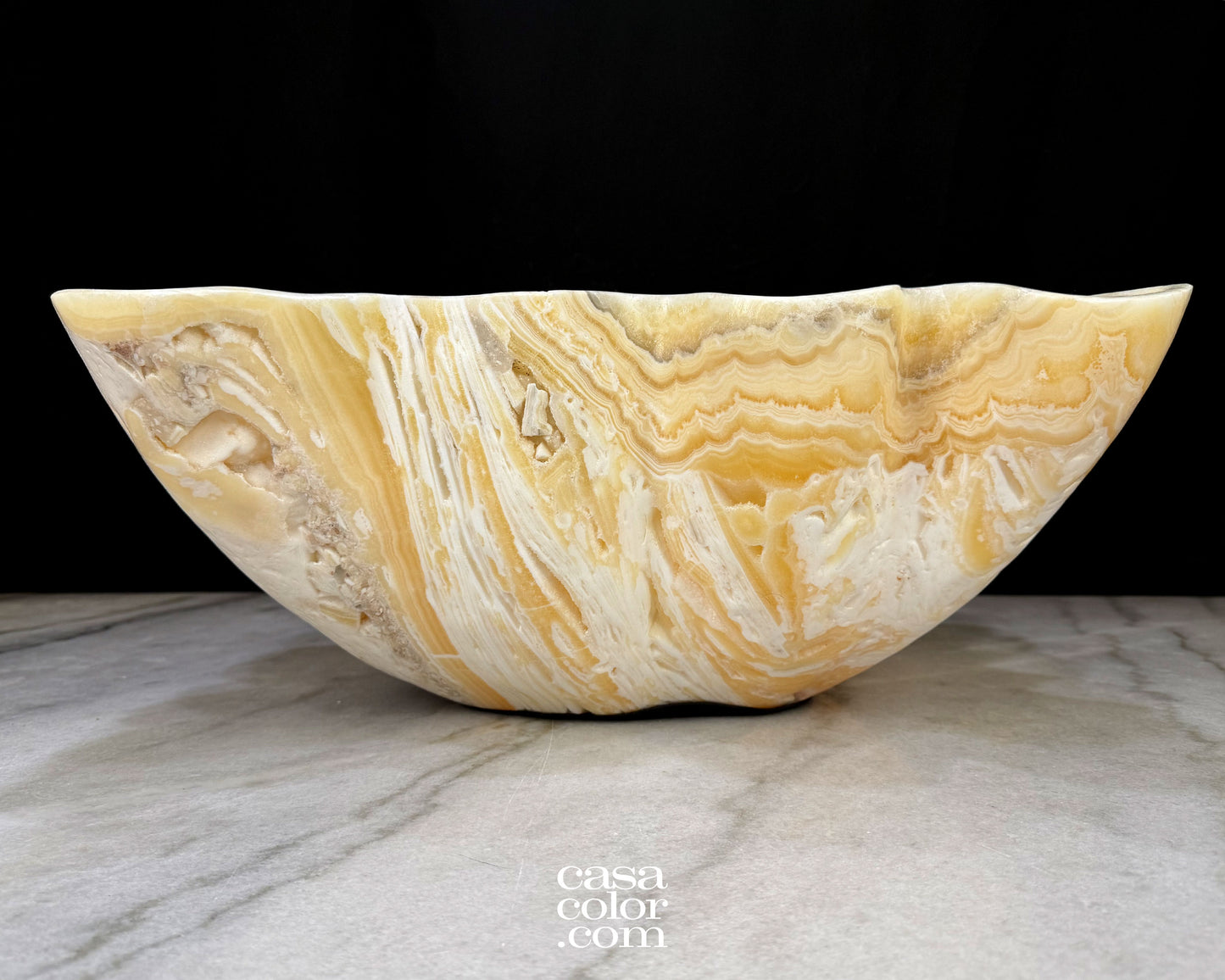 Beige, white and black onyx bowl