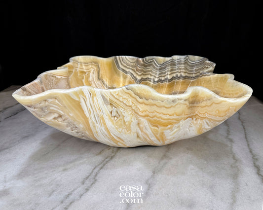 Extra Large Beige and White Onyx Bowl