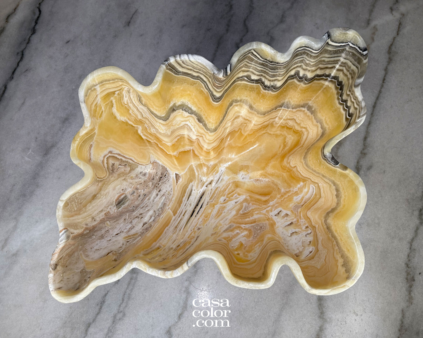 Extra Large Beige and White Onyx Bowl