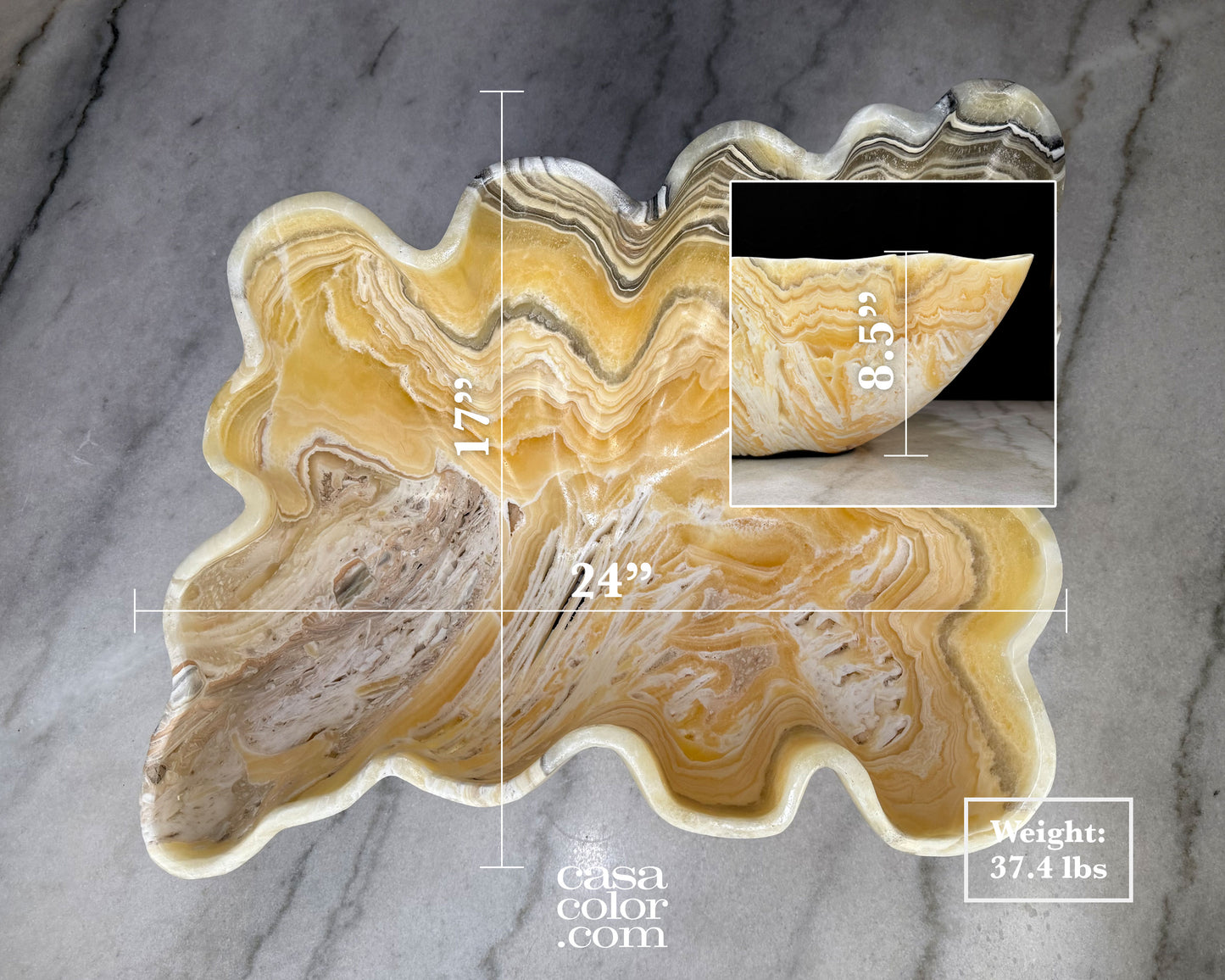 Extra Large Beige and White Onyx Bowl