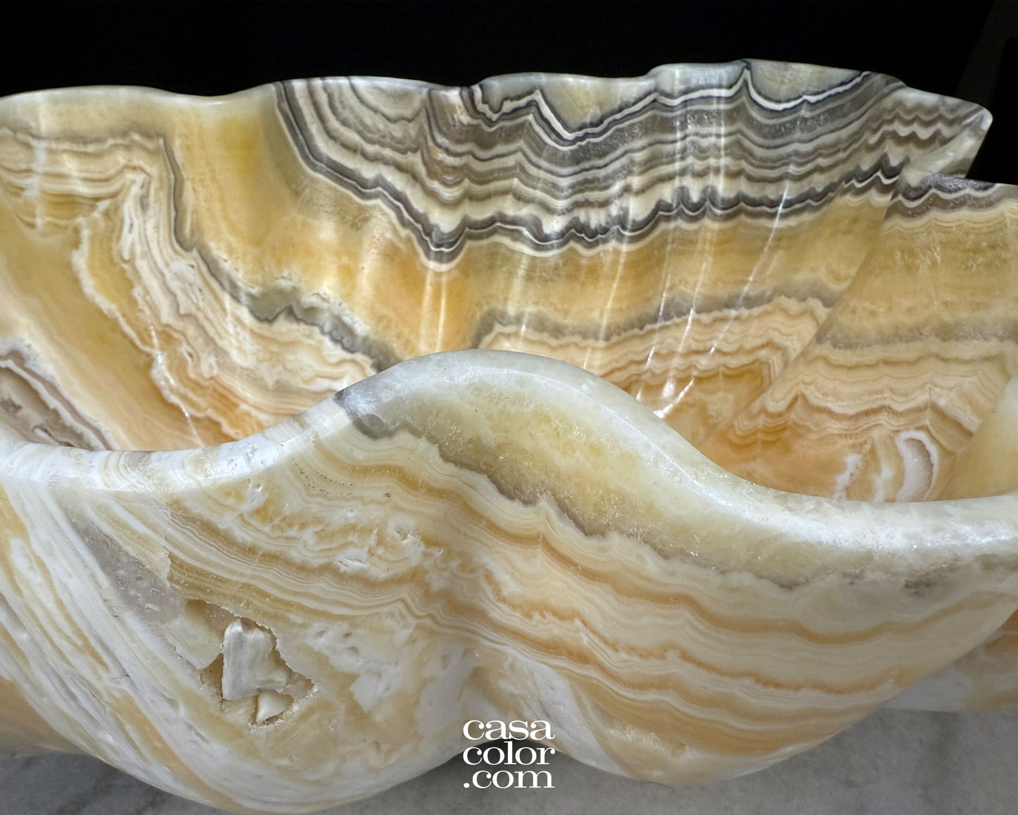 Extra Large Beige and White Onyx Bowl