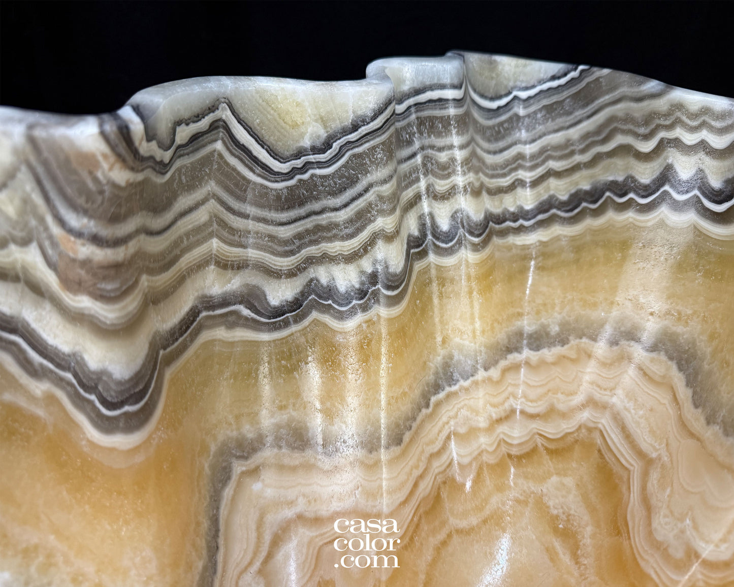 Extra Large Beige and White Onyx Bowl