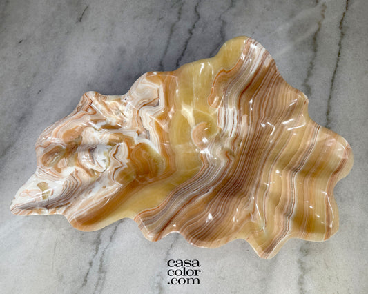 Flat White and Beige Onyx Bowl 25.5"