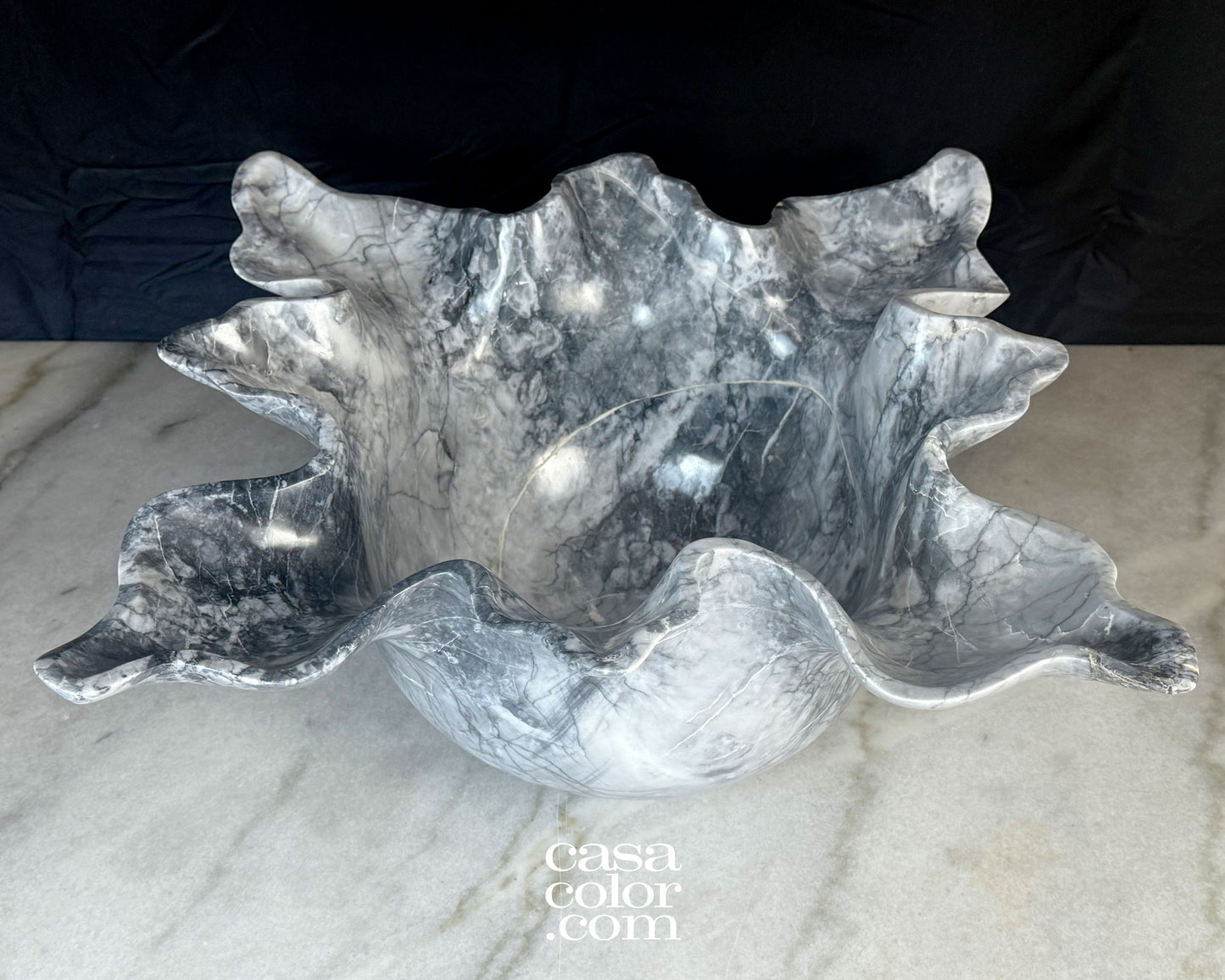 Deep Black and White Onyx Bowl