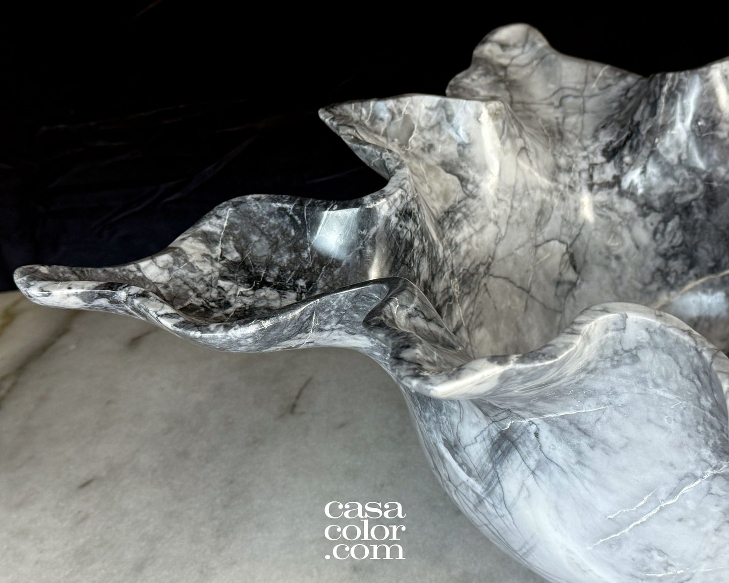 Deep Black and White Onyx Bowl